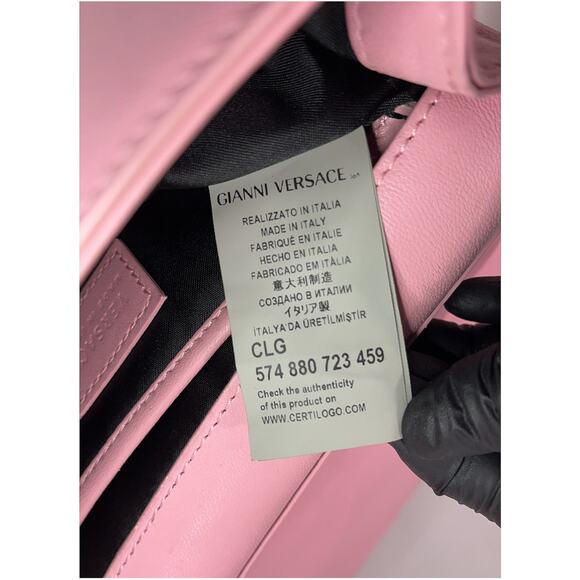 Gianni Versace Smooth Calfskin Pink Palazzo Chain Evening Bag - Picture 8 of 11